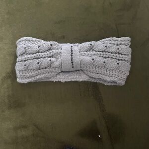 Gray Knit Headband with Rhinestone 10”x4” new women and children